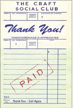 Craft Social Club vintage style thank you receipt with paid stamp